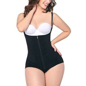 Colombian Fajas Zip & Hooks Body Shaper Firm Compression Slimming Panty Bodysuit